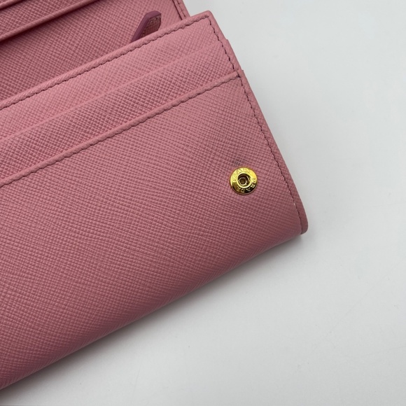Prada Long leather Wallet in Peonia Saffiano Metal Pink Metallic w/ card holder - Picture 4 of 16